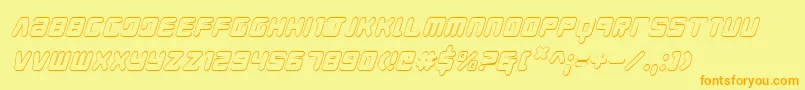 フォントYoungTechs3DItalic – オレンジの文字が黄色の背景にあります。