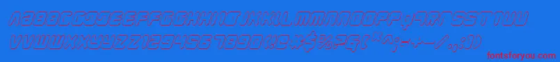 YoungTechs3DItalic Font – Red Fonts on Blue Background