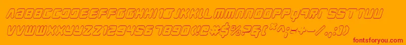 YoungTechs3DItalic-Schriftart – Rote Schriften auf orangefarbenem Hintergrund