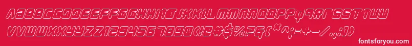YoungTechs3DItalic-fontti – valkoiset fontit punaisella taustalla