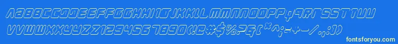 YoungTechs3DItalic-fontti – keltaiset fontit sinisellä taustalla
