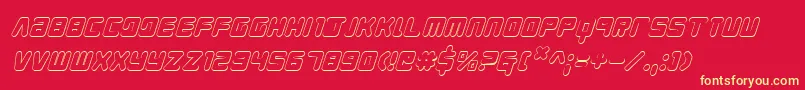 YoungTechs3DItalic-fontti – keltaiset fontit punaisella taustalla