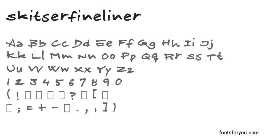 Czcionka Skitserfineliner – alfabet, cyfry, specjalne znaki