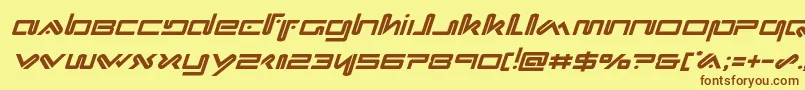 フォントXephyrital – 茶色の文字が黄色の背景にあります。