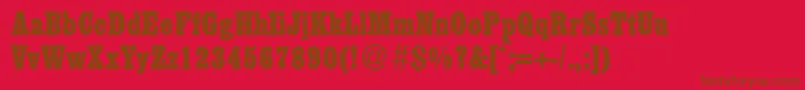 EggersmalldbNormal-Schriftart – Braune Schriften auf rotem Hintergrund
