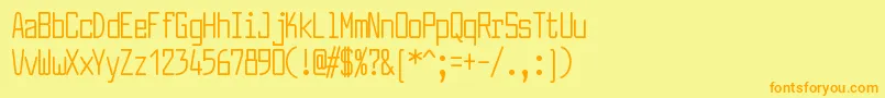 フォントLarabiefontcpRegular – オレンジの文字が黄色の背景にあります。