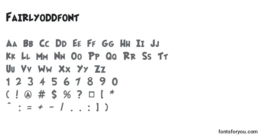 Czcionka Fairlyoddfont – alfabet, cyfry, specjalne znaki