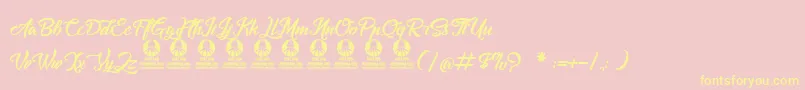 Amontilladios Font – Yellow Fonts on Pink Background