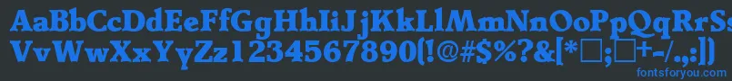 TractodisplaysskRegular-fontti – siniset fontit mustalla taustalla