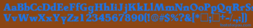 フォントTractodisplaysskRegular – 茶色の背景に青い文字