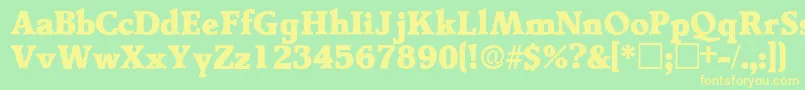 TractodisplaysskRegular-fontti – keltaiset fontit vihreällä taustalla