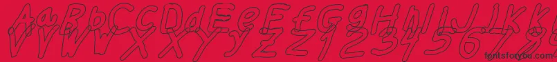 Thickerthanolita-Schriftart – Schwarze Schriften auf rotem Hintergrund