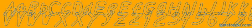 Thickerthanolita-Schriftart – Blaue Schriften auf orangefarbenem Hintergrund