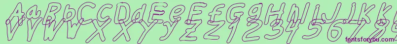 フォントThickerthanolita – 緑の背景に紫のフォント