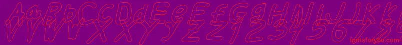 Thickerthanolita-Schriftart – Rote Schriften auf violettem Hintergrund