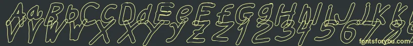 Thickerthanolita-Schriftart – Gelbe Schriften auf schwarzem Hintergrund