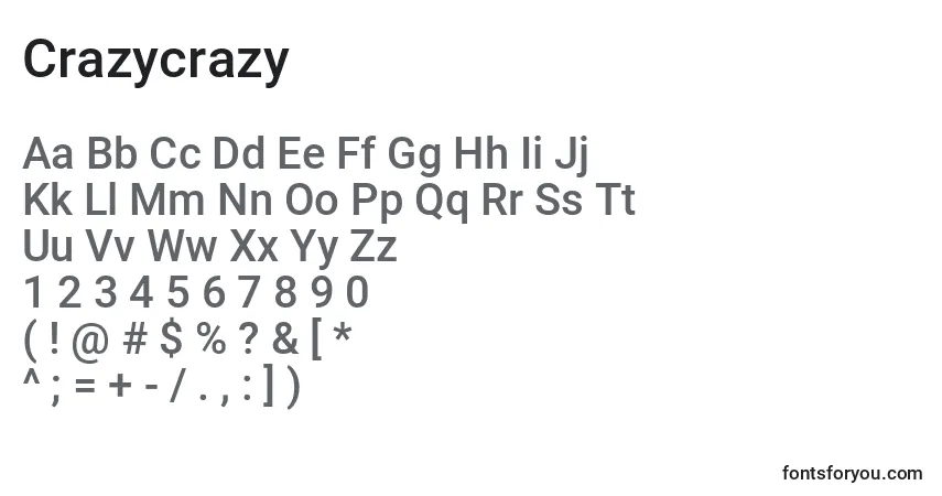 Crazycrazy-fontti – aakkoset, numerot, erikoismerkit