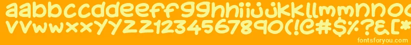 KidsStuff-Schriftart – Gelbe Schriften auf orangefarbenem Hintergrund