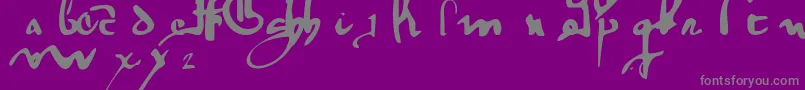 GothicMinuskel1269Pw-fontti – harmaat kirjasimet violetilla taustalla