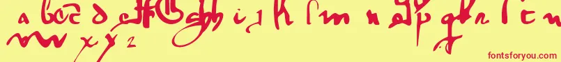 GothicMinuskel1269Pw-Schriftart – Rote Schriften auf gelbem Hintergrund