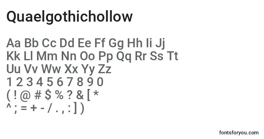 Шрифт Quaelgothichollow – алфавит, цифры, специальные символы