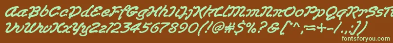 フォントLasvegas – 緑色の文字が茶色の背景にあります。