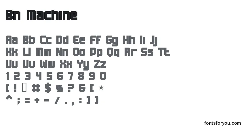 A fonte Bn Machine – alfabeto, números, caracteres especiais