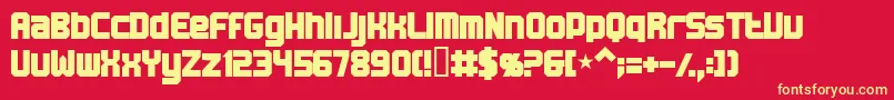 Bn Machine-Schriftart – Gelbe Schriften auf rotem Hintergrund