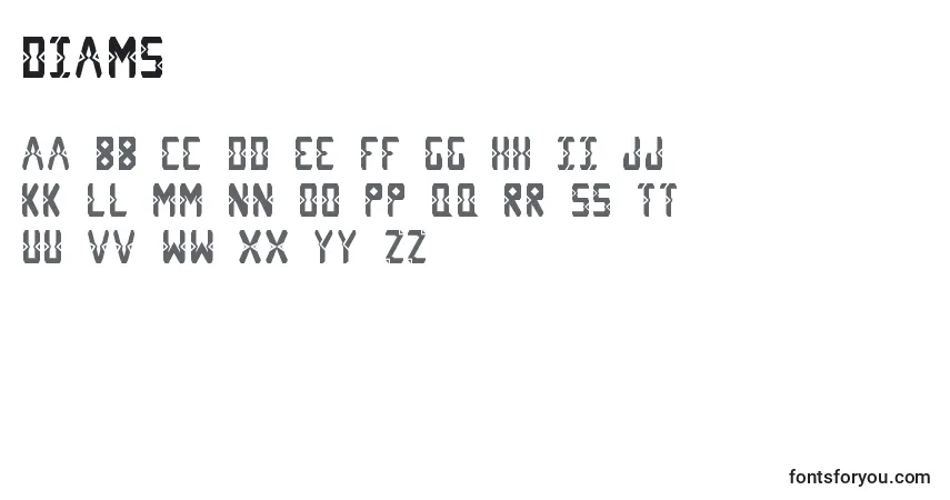 Czcionka Diams – alfabet, cyfry, specjalne znaki