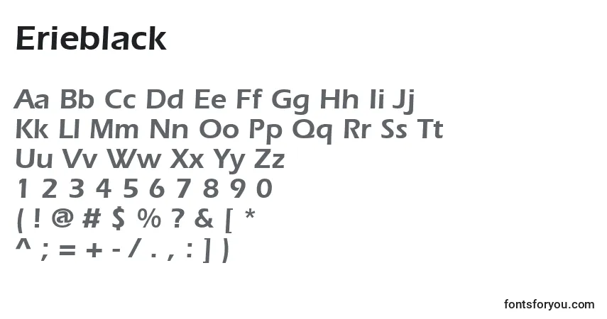 characters of erieblack font, letter of erieblack font, alphabet of  erieblack font