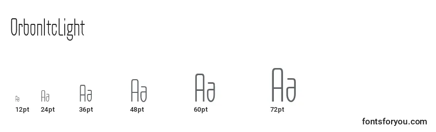 sizes of orbonitclight font, orbonitclight sizes