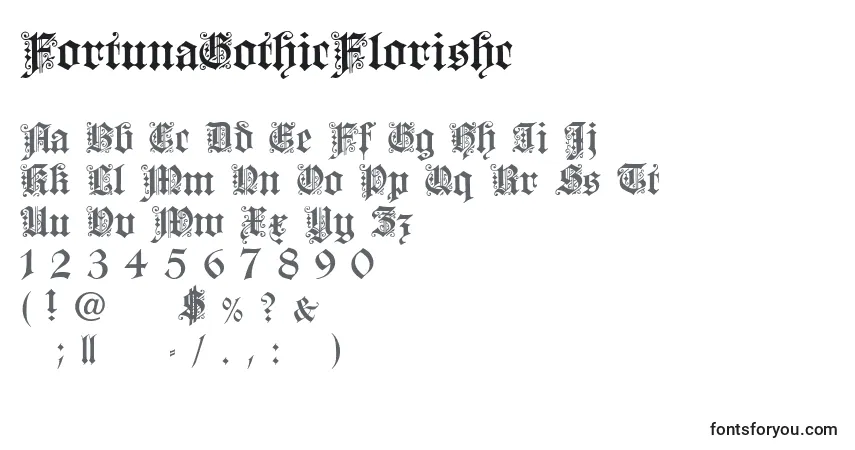 characters of fortunagothicflorishc font, letter of fortunagothicflorishc font, alphabet of  fortunagothicflorishc font