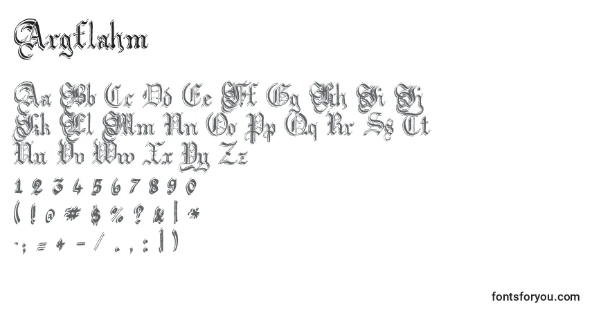 A fonte Argflahm – alfabeto, números, caracteres especiais