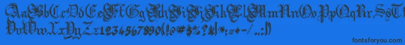 Argflahm-Schriftart – Schwarze Schriften auf blauem Hintergrund