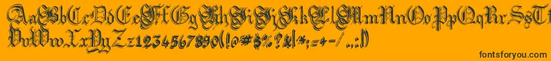 Argflahm-Schriftart – Schwarze Schriften auf orangefarbenem Hintergrund