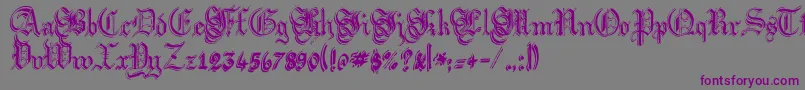 Czcionka Argflahm – fioletowe czcionki na szarym tle