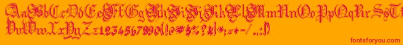 Argflahm-Schriftart – Rote Schriften auf orangefarbenem Hintergrund