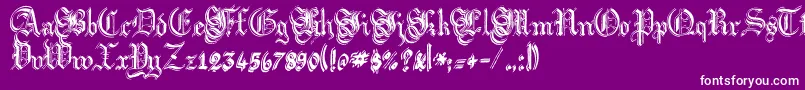 Argflahm-Schriftart – Weiße Schriften auf violettem Hintergrund