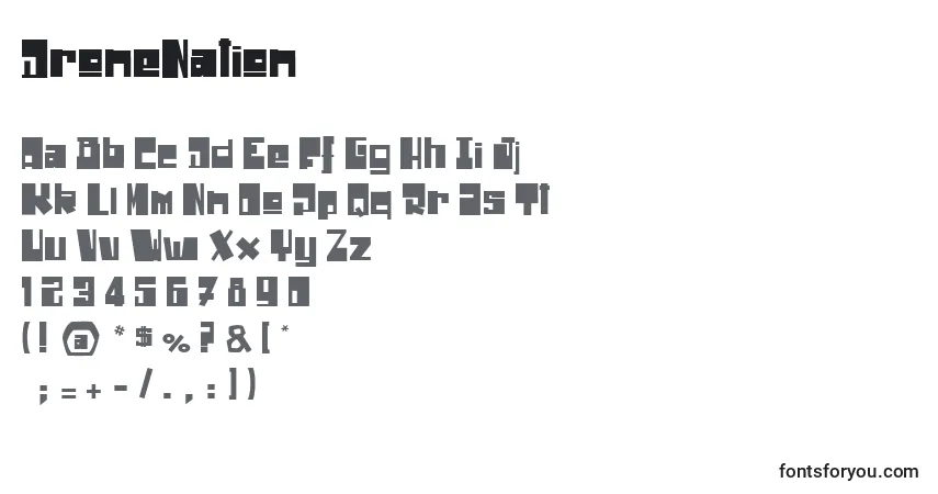 Fuente DroneNation - alfabeto, números, caracteres especiales