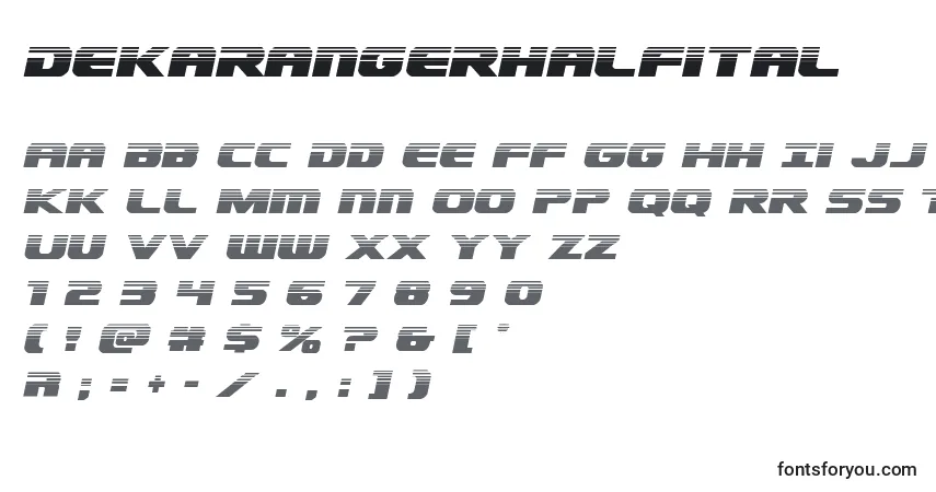 Czcionka Dekarangerhalfital – alfabet, cyfry, specjalne znaki