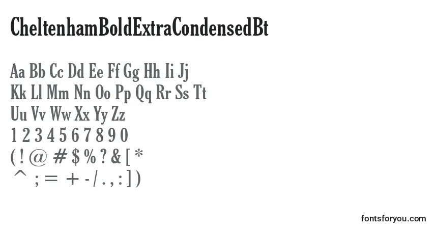 A fonte CheltenhamBoldExtraCondensedBt – alfabeto, números, caracteres especiais