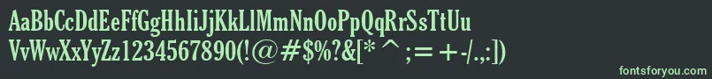 フォントCheltenhamBoldExtraCondensedBt – 黒い背景に緑の文字