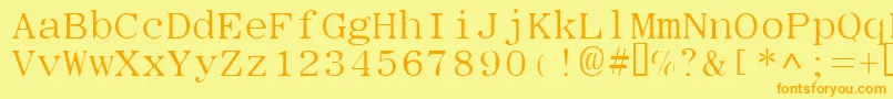 フォントTypew – オレンジの文字が黄色の背景にあります。