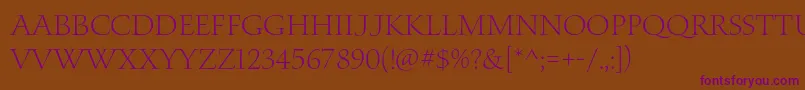 WaterstitlingproLt Font – Purple Fonts on Brown Background