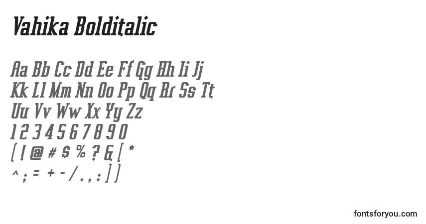Vahika Bolditalic Font – alphabet, numbers, special characters
