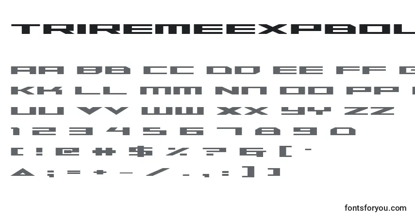 Шрифт Triremeexpbold – алфавит, цифры, специальные символы