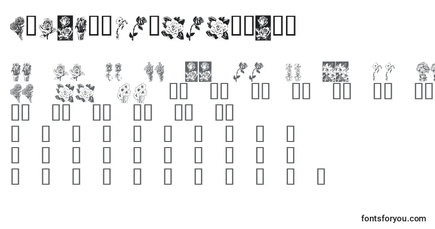 Czcionka KrBeautifulFlowers – alfabet, cyfry, specjalne znaki