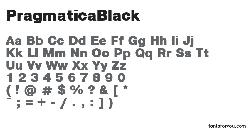 Czcionka PragmaticaBlack – alfabet, cyfry, specjalne znaki