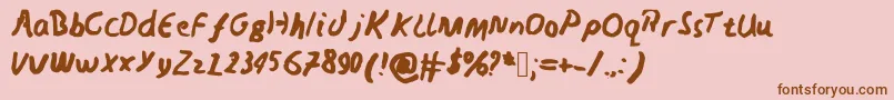 フォントNedswriting – ピンクの背景に茶色のフォント