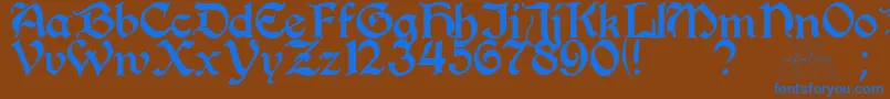Więcej informacji o czcionce PerrygothicRegular Czcionka PerrygothicRegular – niebieskie czcionki na brązowym tle